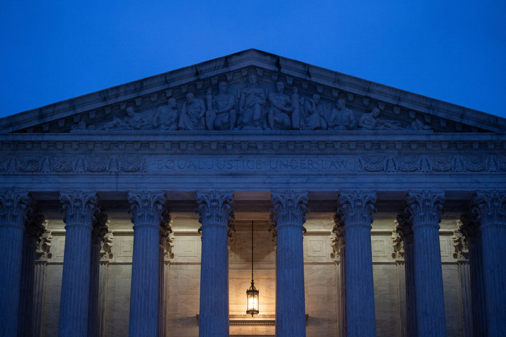 The Supreme Court building is seen at dawn in January. 